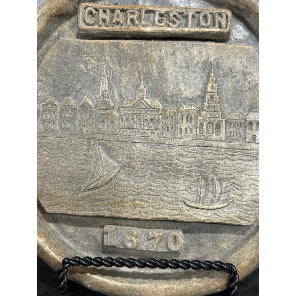 W. H. SCHLAU Charleston South Carolina Handmade Stoneware Wall Plaque- Read:)